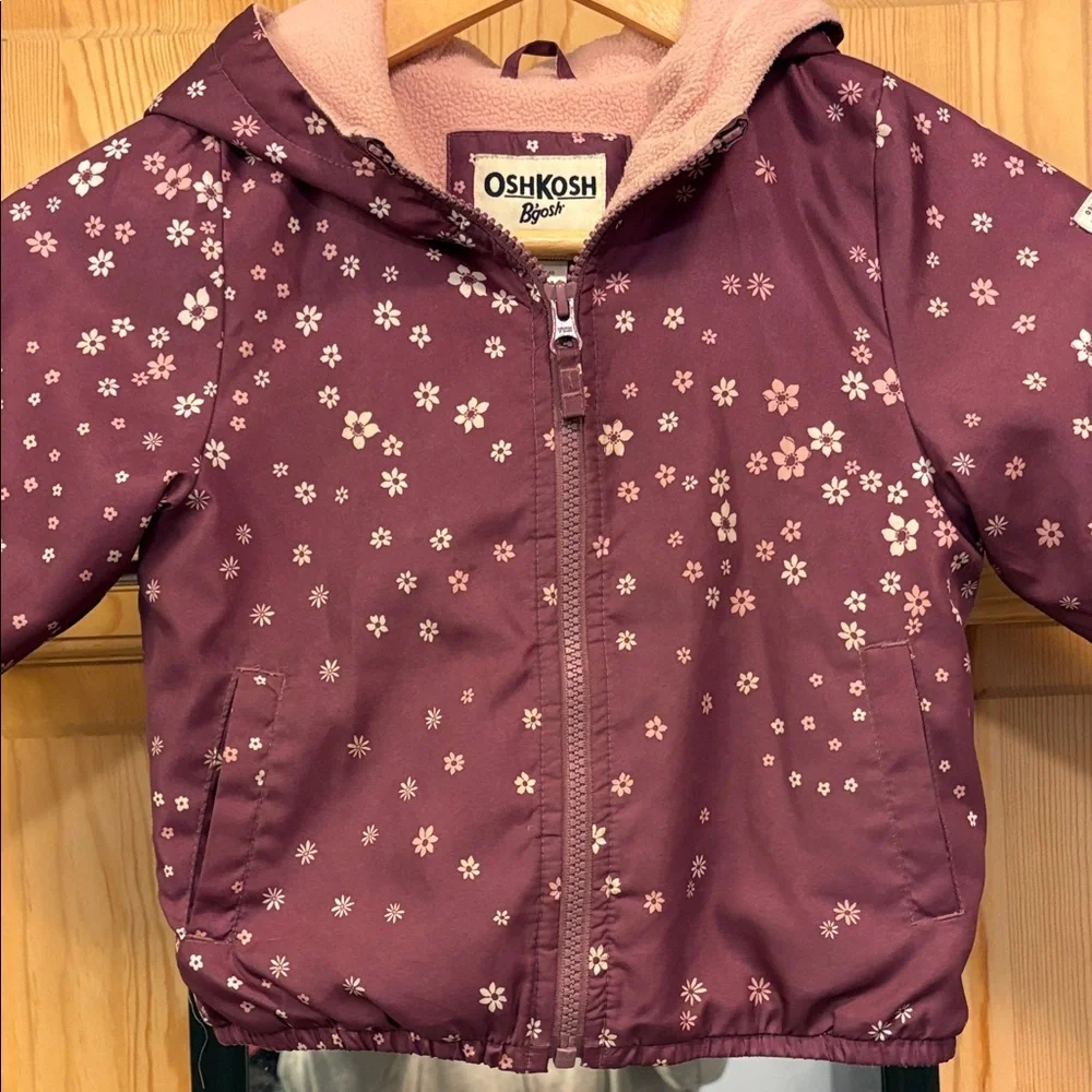 OshKosh B'gosh Plum Floral Hooded Jacket Sz 3T